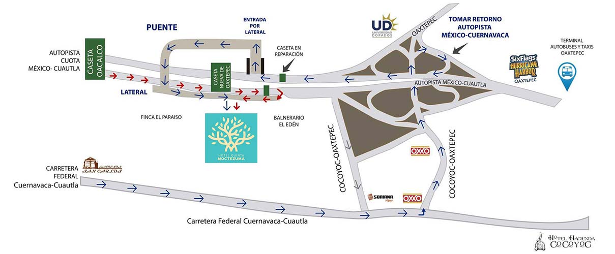 Como llegar Hotel Quinta Moctezuma